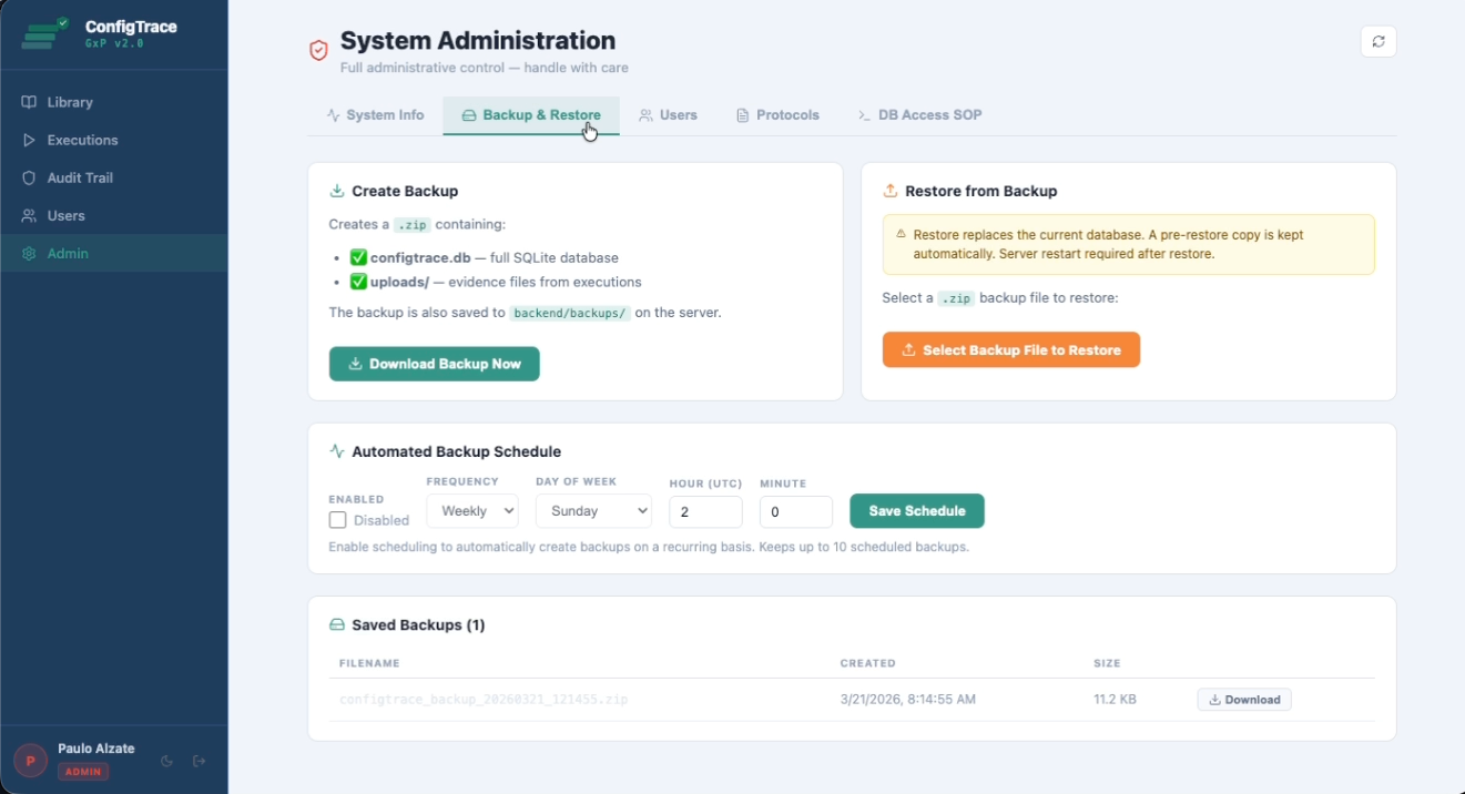 ConfigTrace GxP Configuration Traceability Platform screenshot